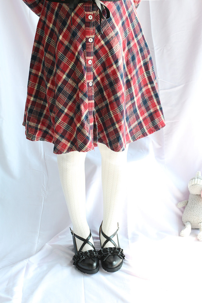Ruffled Cross Design Lolita Shoes