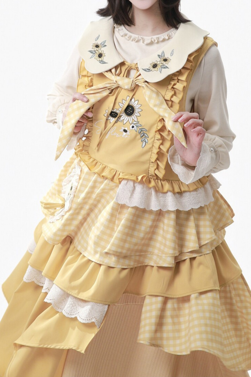 Yellow Ruffled Tank Top + Top + Skirt