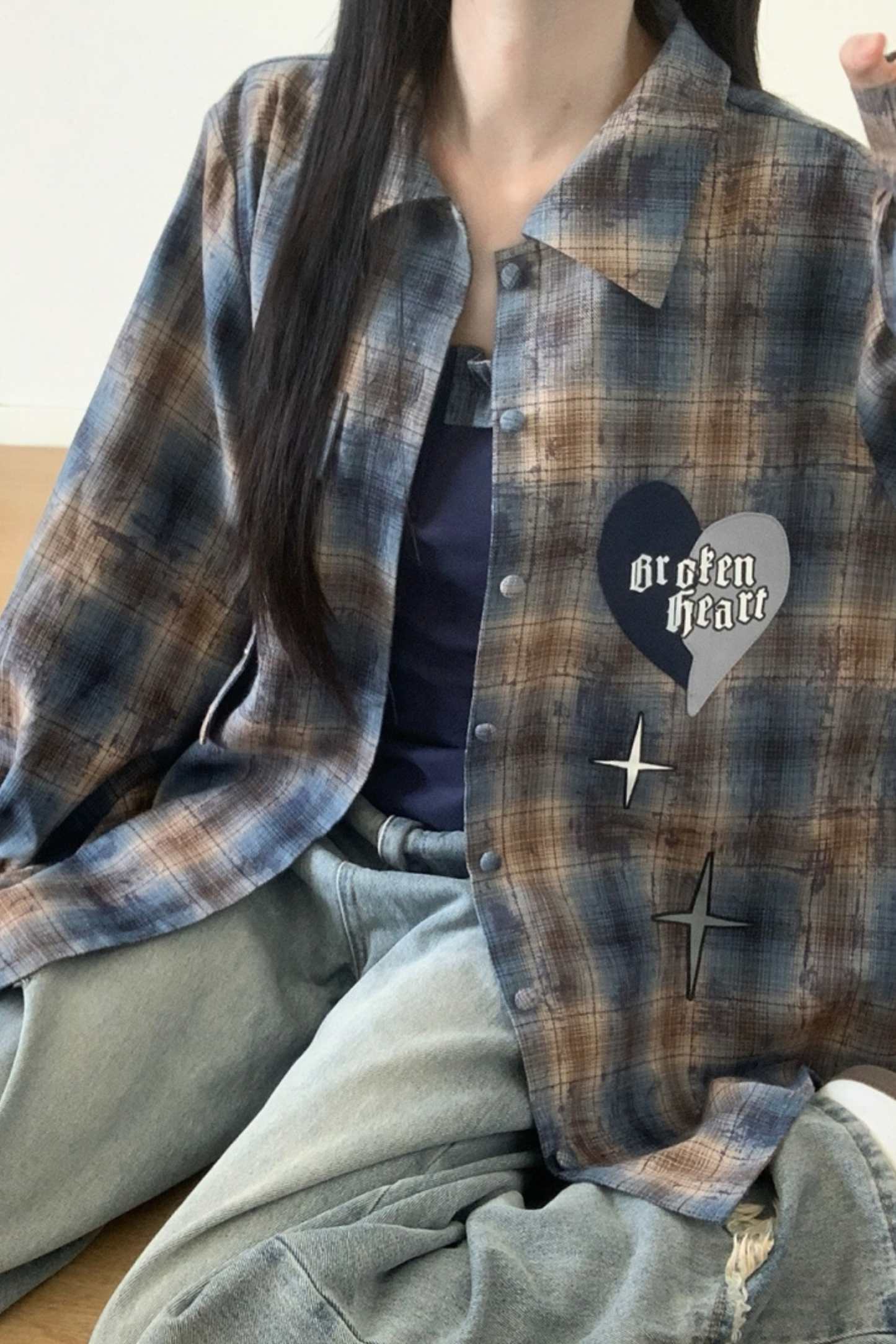 Plaid Loose Shirt + Tank Top