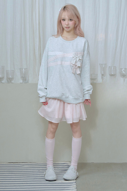 Ribbon Pullover Sweatshirt