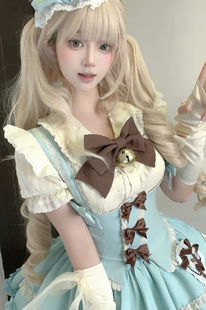 Sweet Cup Ribbon Lolita Skirt + Vest + Shirt + Ribbon + Train