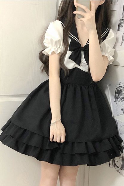 Dark Sailor Dress + Innerwear Skirt