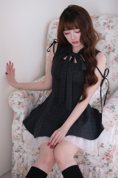 Plaid Layered Hem Sleeveless Dress