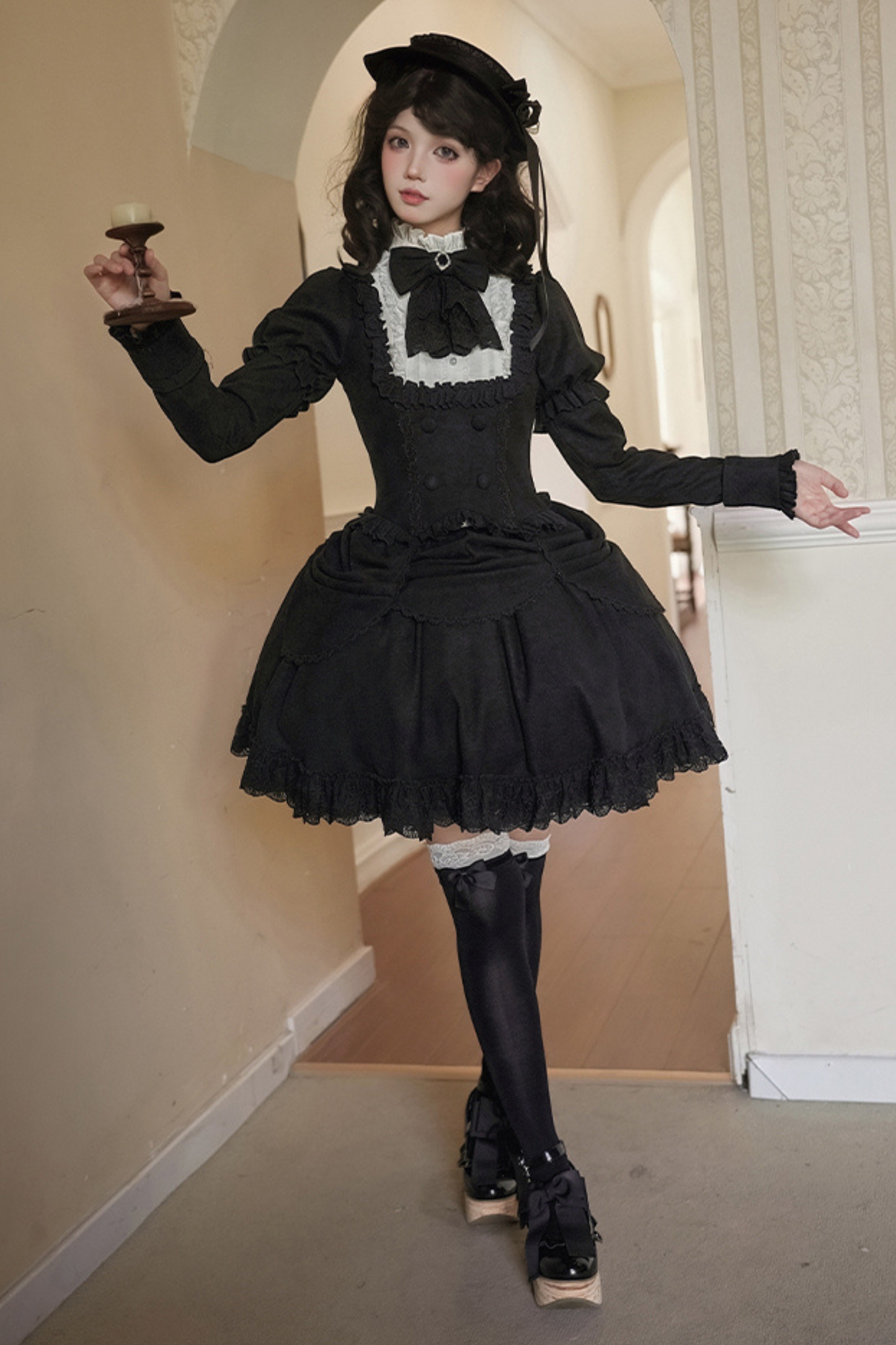 [pre-order] Classic Top + Curtain Skirt + Ribbon Collar + Hat