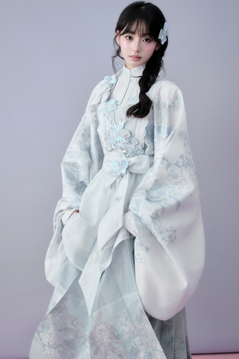 Water Mist Pure Chinese-style Jacket + Skirt + Overskirt