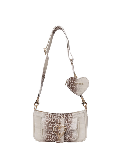 Heart Ring Belt One Shoulder Crocodile Bag