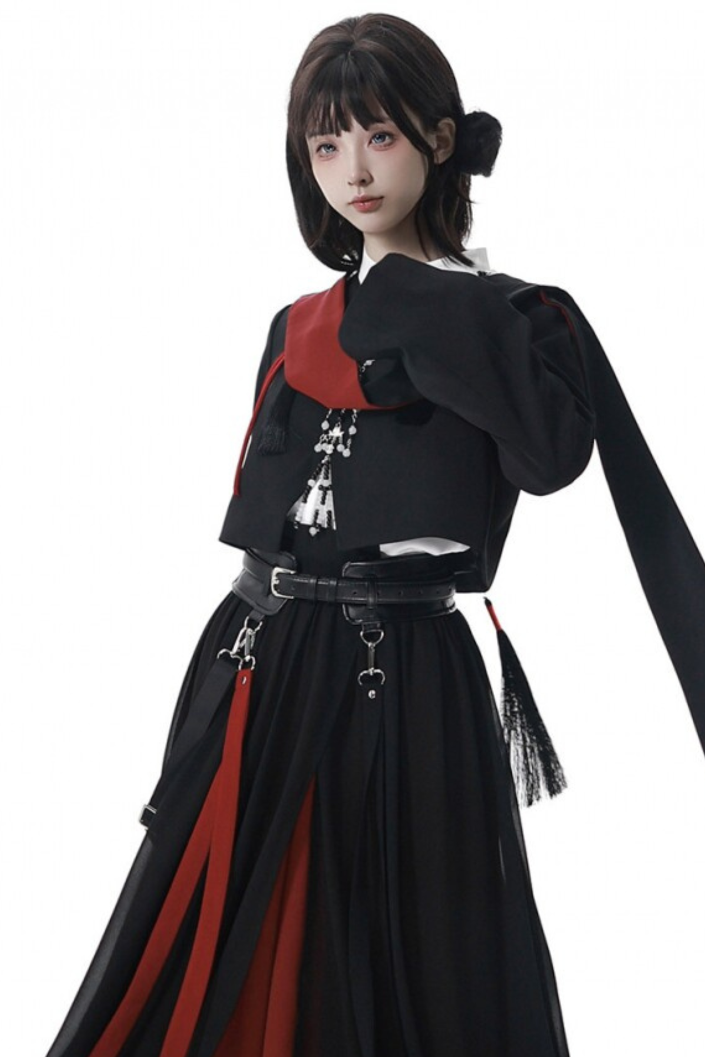 Dark Chinese-style Jacket + Shirt + Pants + Belt + Necklace