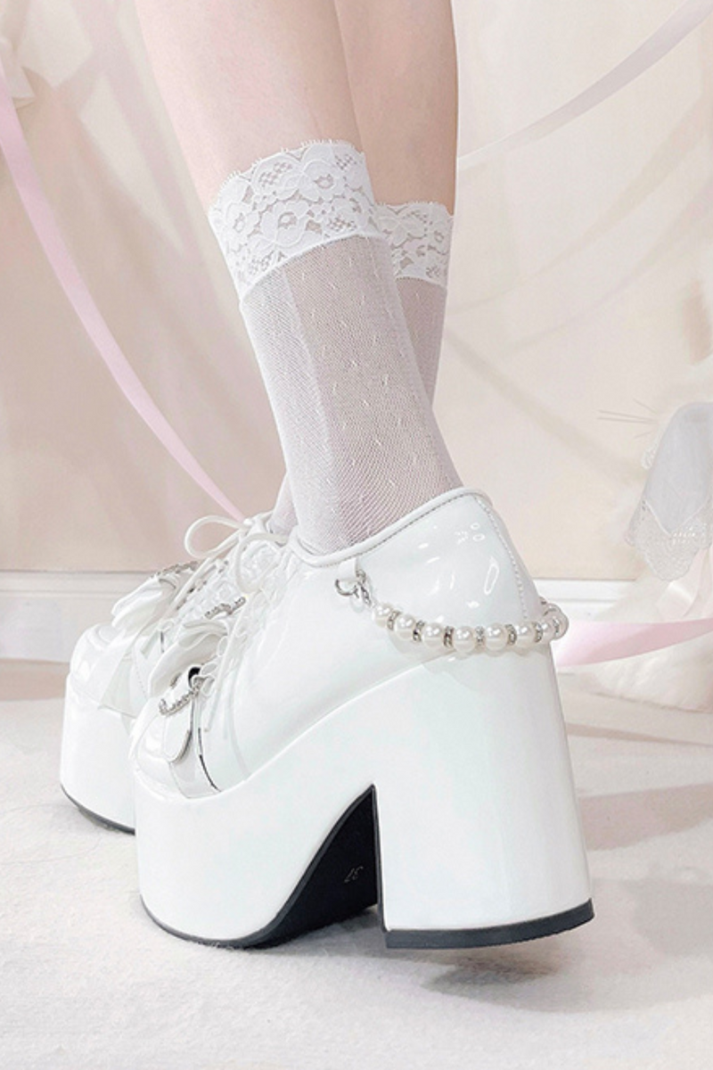 Jirai Ribbon Pearl Strap Doll Subculture Shoes