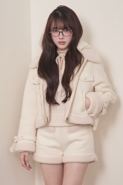 Fur Short Coat + Shorts