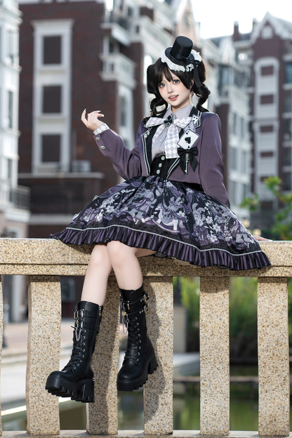 Night Alice Magic Theater Lolita Skirt + Shirt + Short Jacket