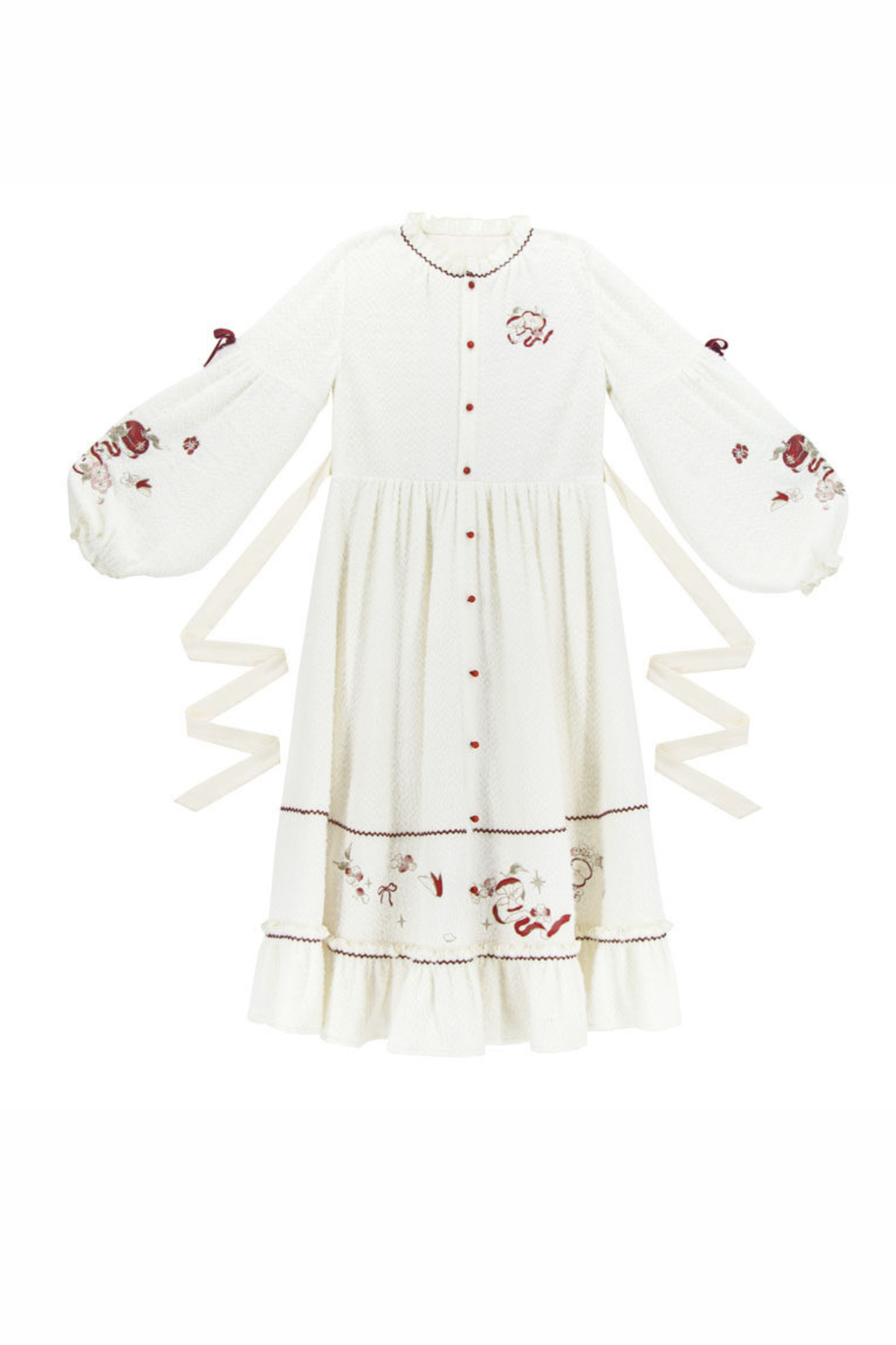 Chinese-style Dark Red Vest + Dress + Ear Cuffs