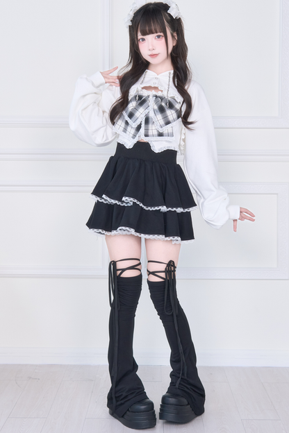Ribbon Vest + Short Sweatshirt