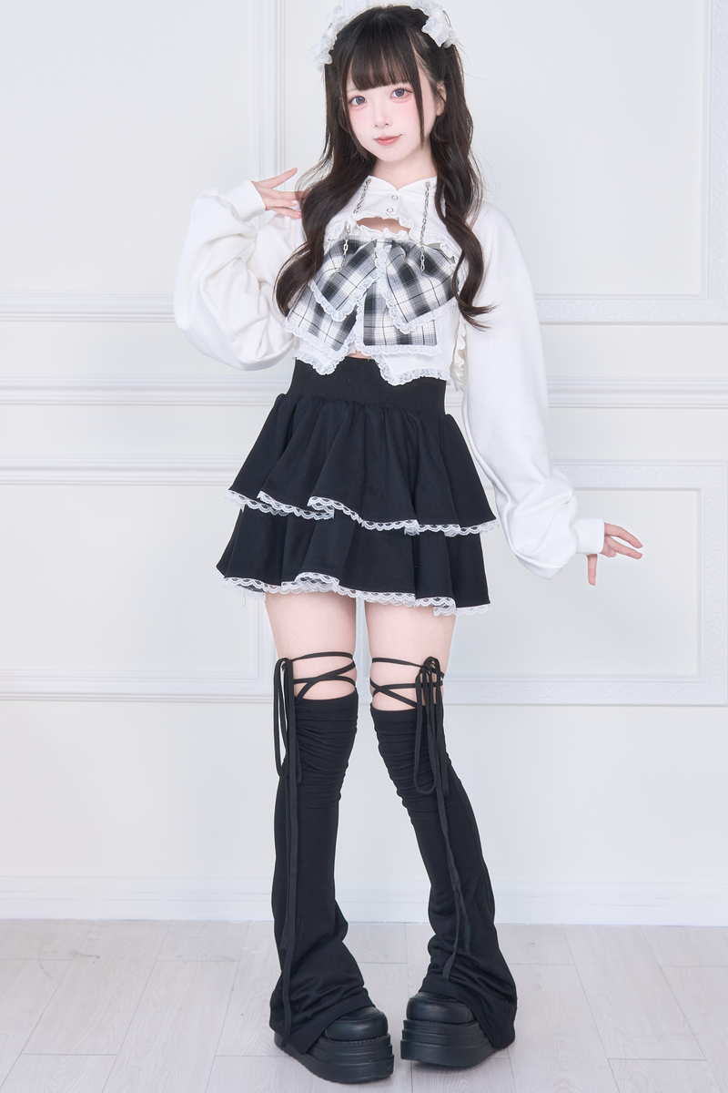 Ribbon Vest + Short Sweatshirt