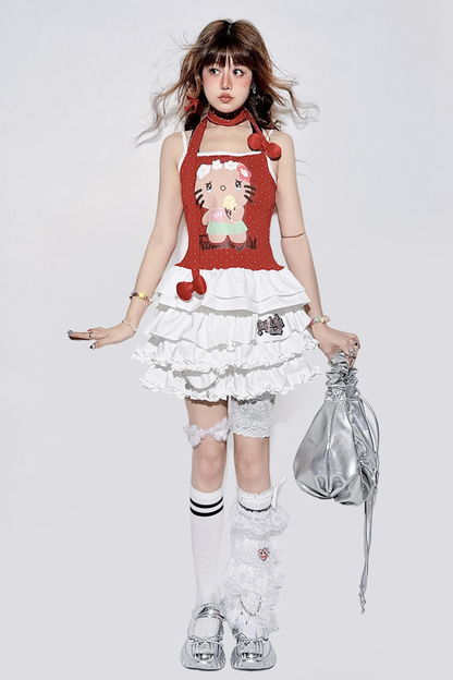 Ruffle Tiered Skirt + Waist Chain + Sock Cover