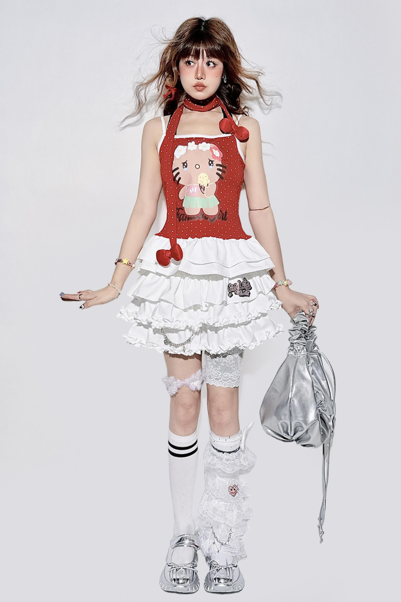 Ruffle Tiered Skirt + Waist Chain + Sock Cover