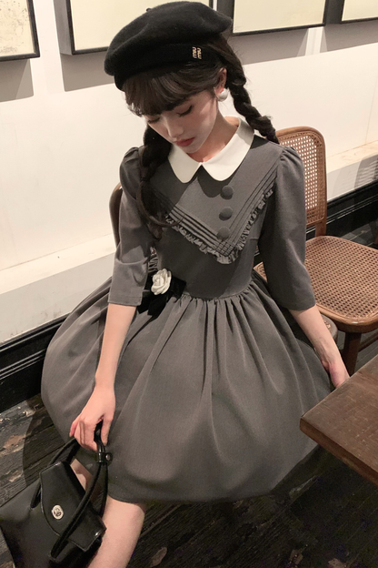 Retro Preppy Mid-sleeve Lolita Dress