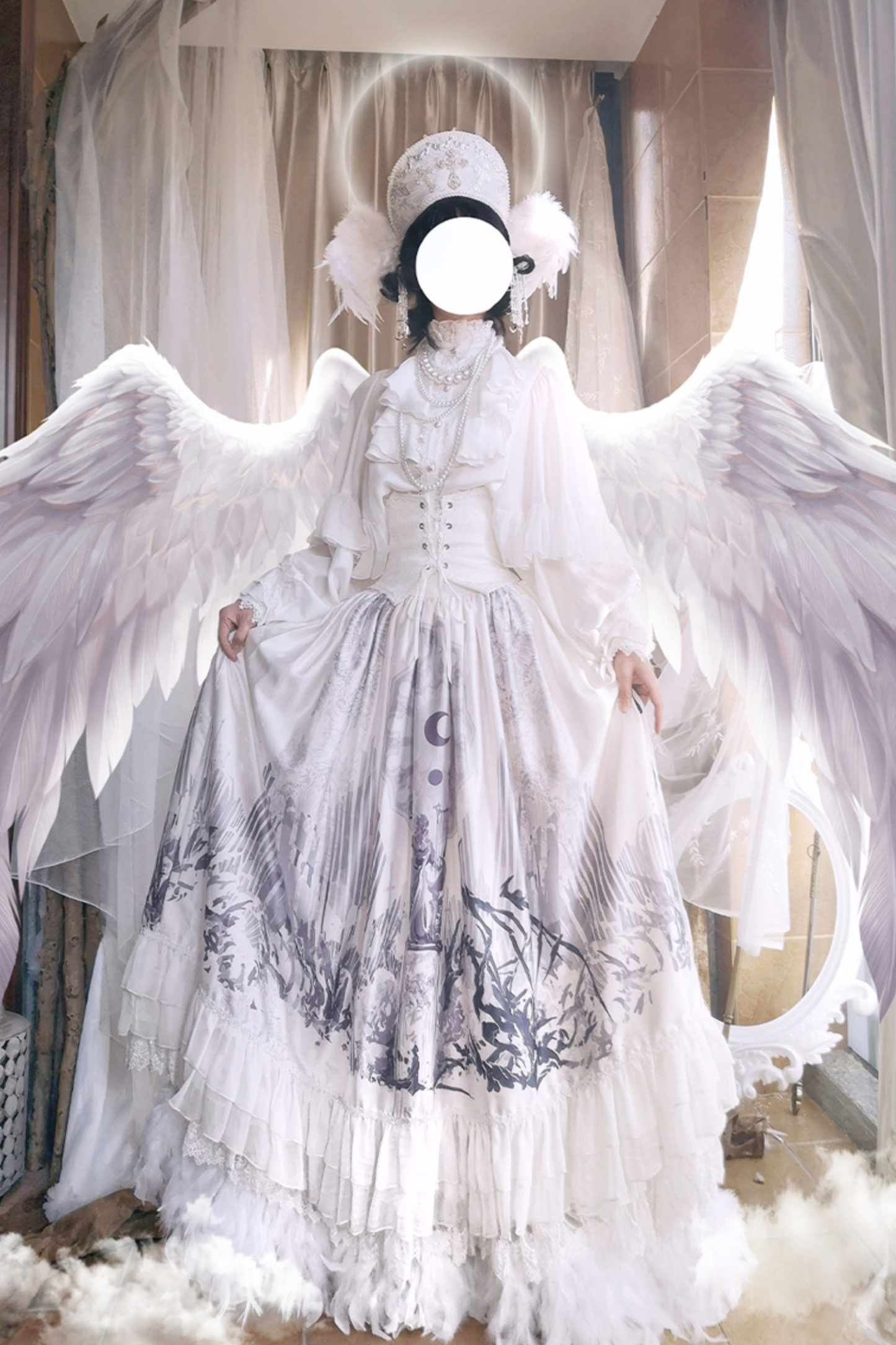 Moon Night Batwing Blouse + Brooch