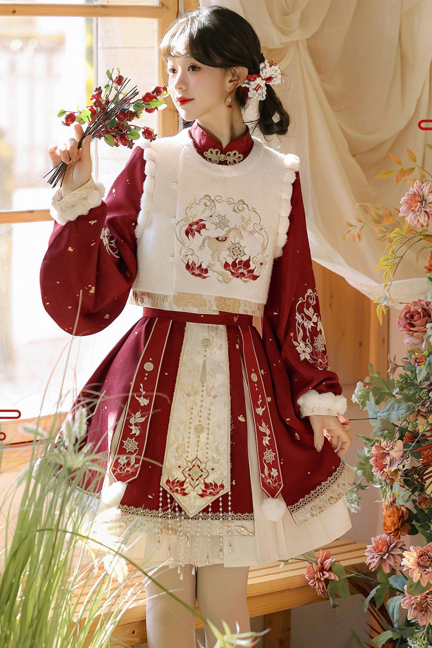 Chinese Lolita Red Dress Set