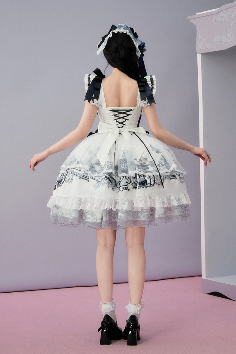 Chinese-style Design Flutter Sleeve Lolita Dress + Ribbon