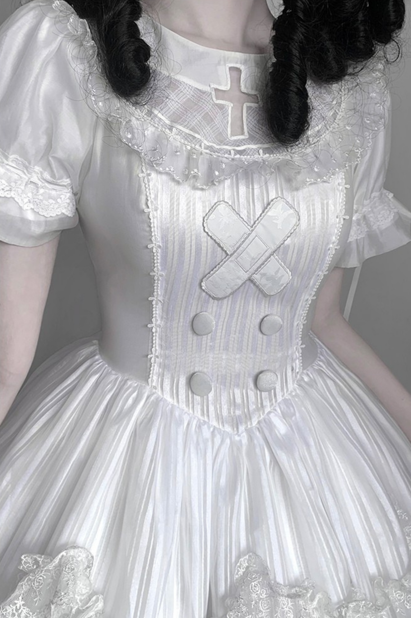 [pre-order] Pure White Gothic Tulle Dress + Nurse Hat