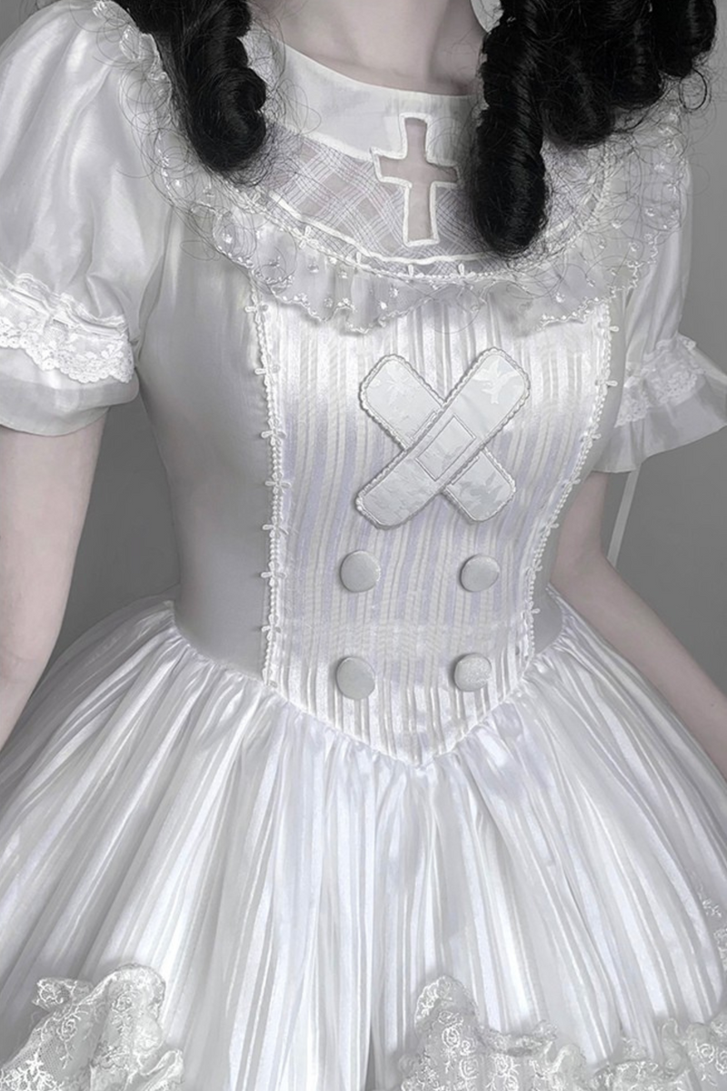 [pre-order] Pure White Gothic Tulle Dress + Nurse Hat