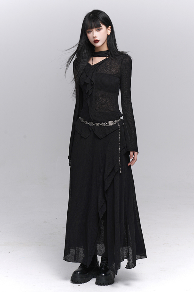 Dark Top + Long Skirt
