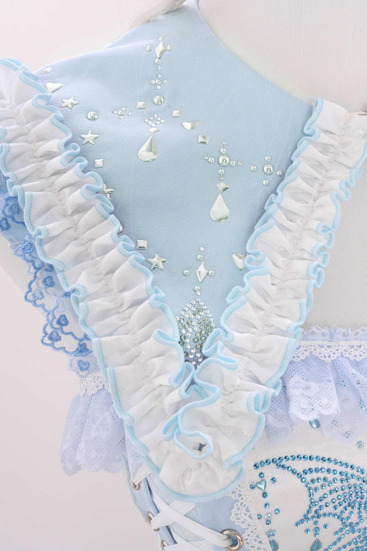 Aqua Angel Line Top + Skirt + Shirt Collar + Sleeve + Hat + Clips