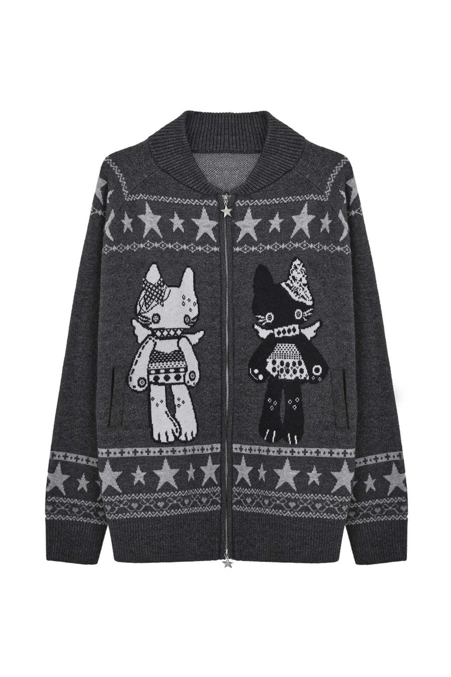 Y2k Jacquard Cardigan + Flared Skirt