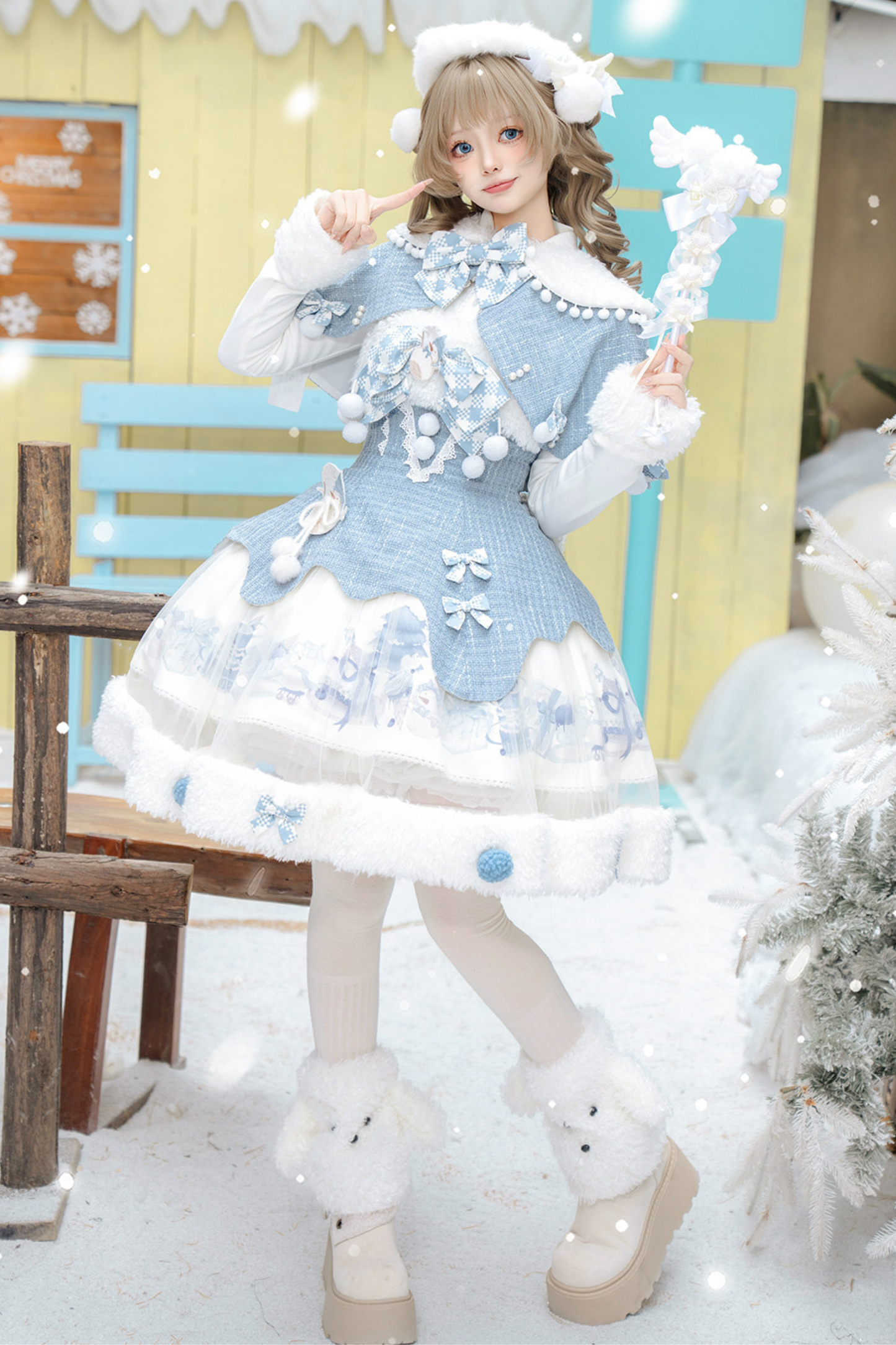 Snow Island Lolita Dress + Top + Shawl