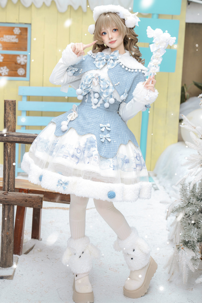 Snow Island Lolita Dress + Top + Shawl