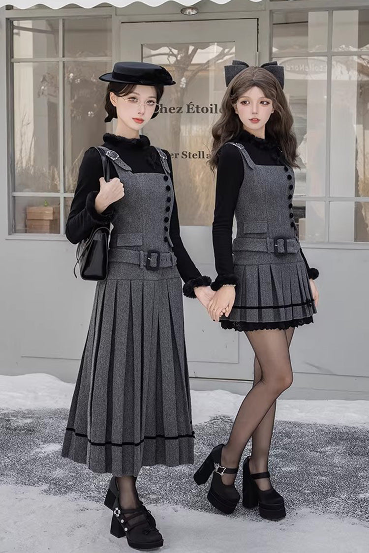 Grey [letters & Poems · Grace] Ruffled Daily Classic Lolita Jsk Dress 2 Versions