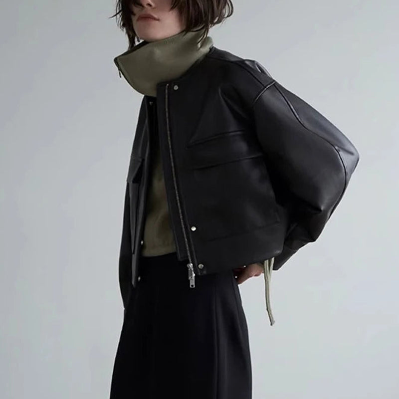 Cropped Leather Jacket