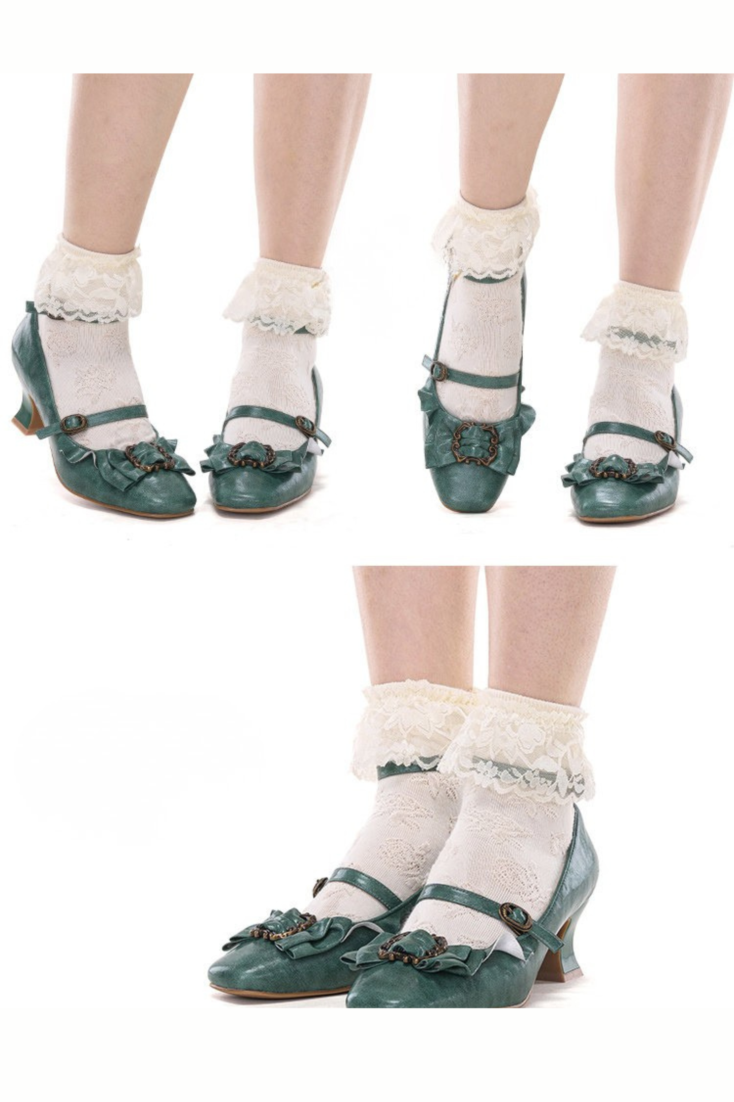 Leather Ribbon Ruffle Lolita Heels