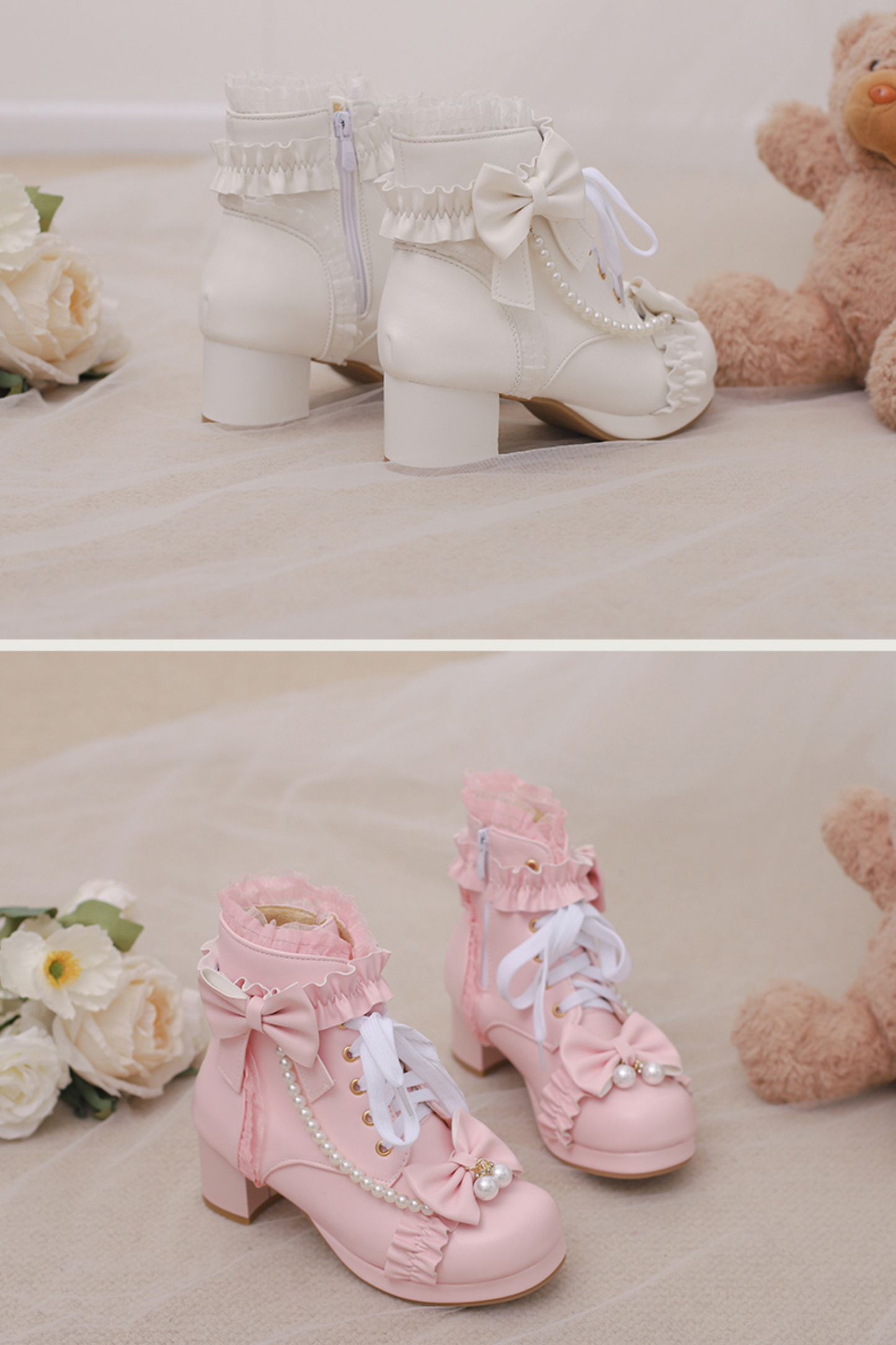 Pearl Ribbon Sweet Lolita Boot