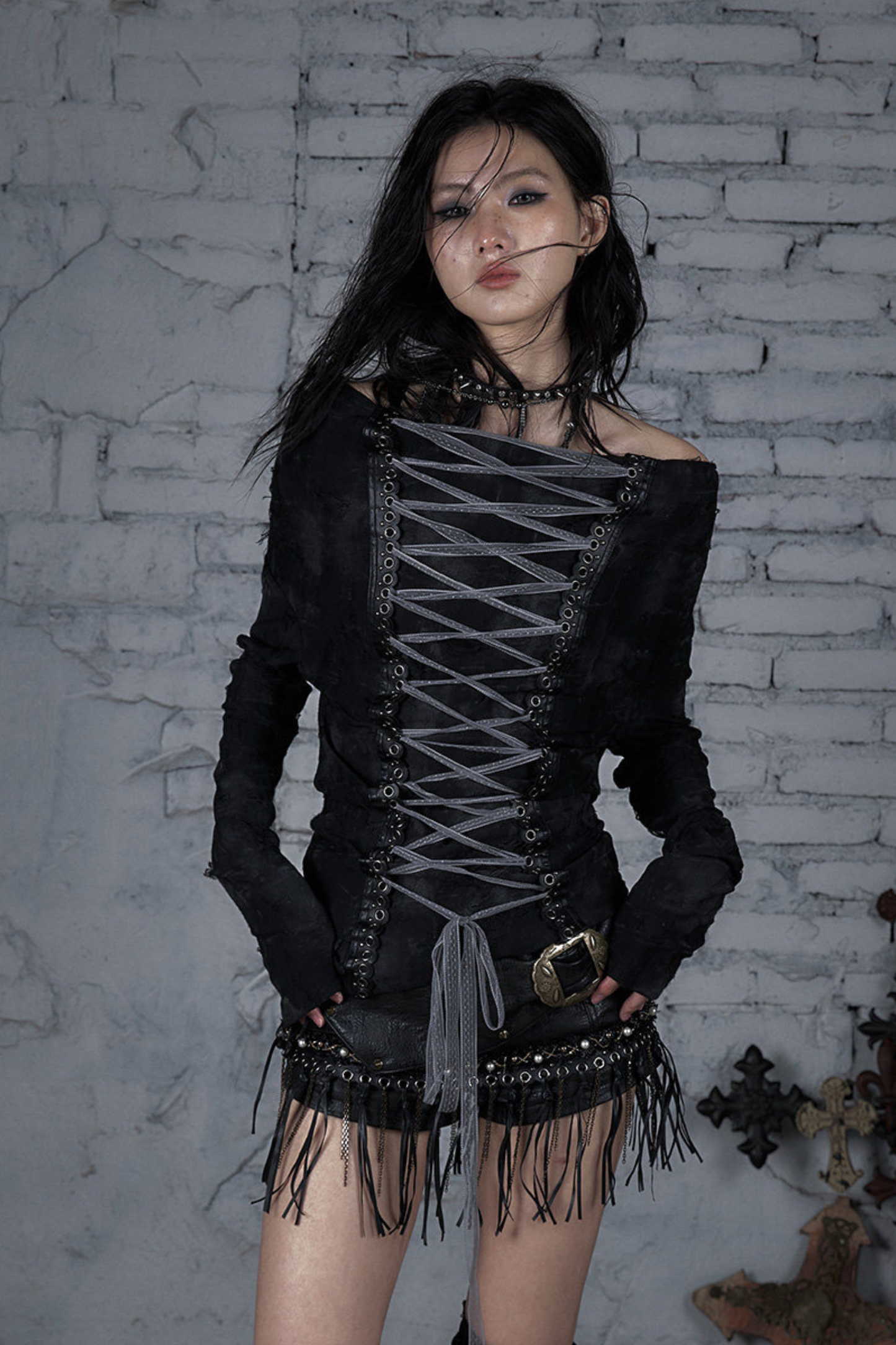 Dark Punk One Shoulder Top