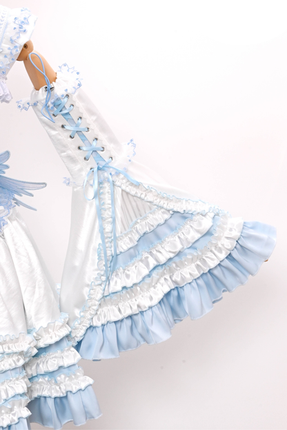 Aqua Angel Line Top + Skirt + Shirt Collar + Sleeve + Hat + Clips