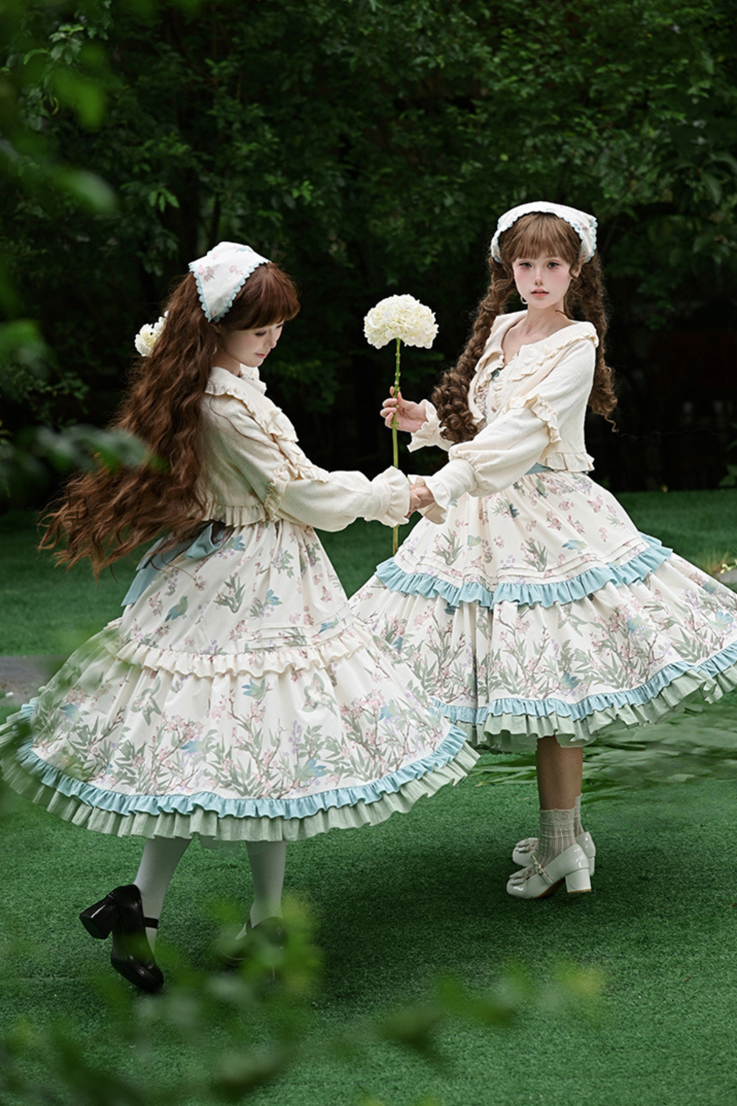 [pre-order] Forest Flower Dress + Suspender Skirt + Blouse + Cardigan + Scarf