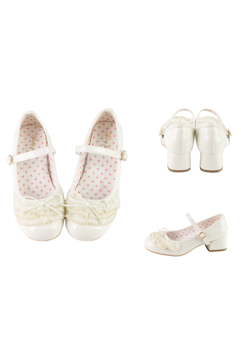 Satin Lace Bow Mary Jane Shoes