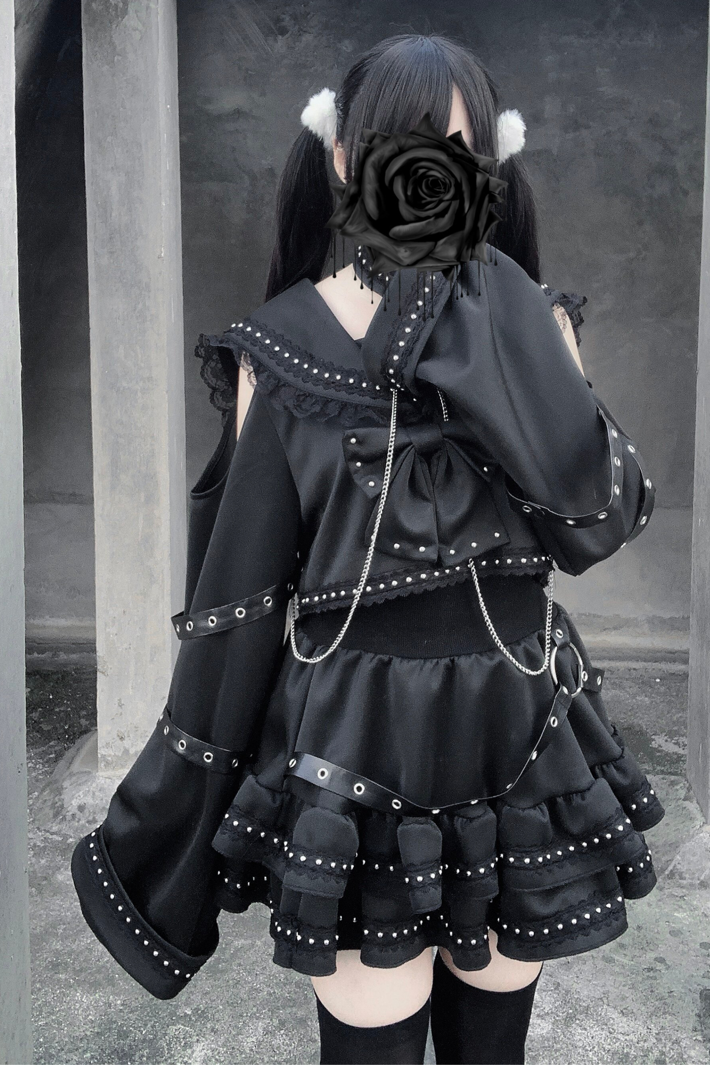 Dark Lace Outfit Top + Skirt