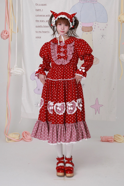 Retro Girly Dot Ribbon Dress