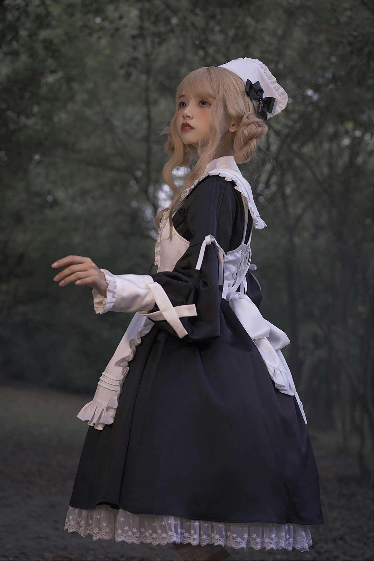 Lantern Angel Maid Lolita Dress + Apron + Detachable Collar