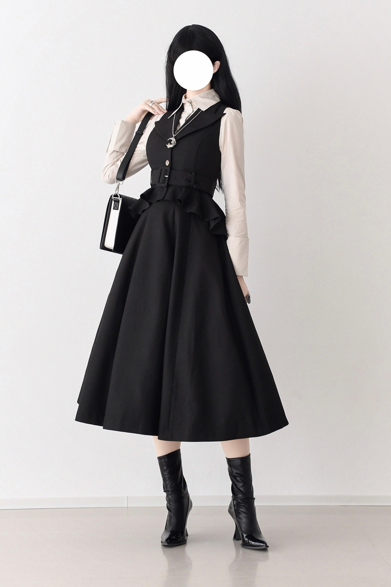 Umbrella Style Trailing Vest + Long Skirt + Short Skirt