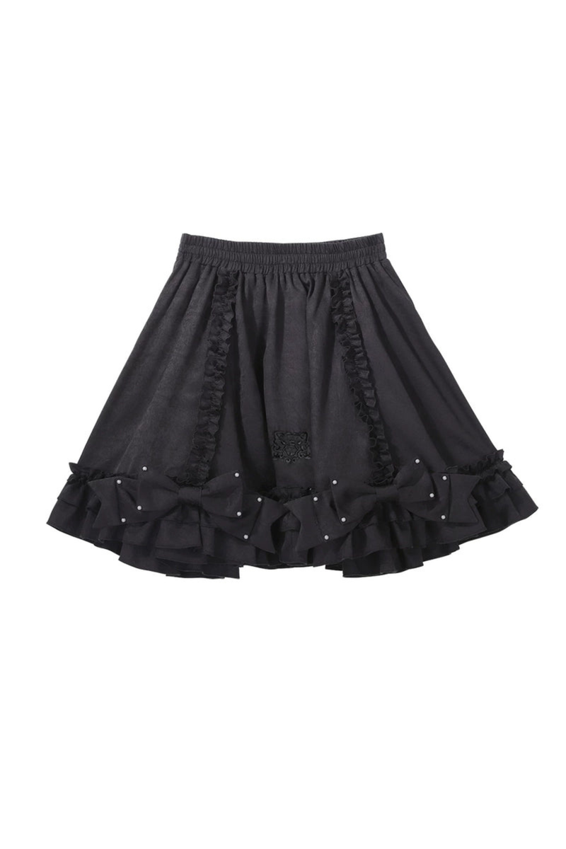 Flying Sleeve Sweet Dark Top + Flare Skirt