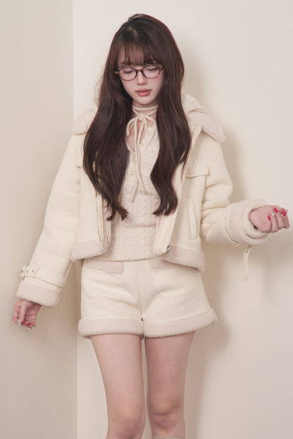 Fur Short Coat + Shorts