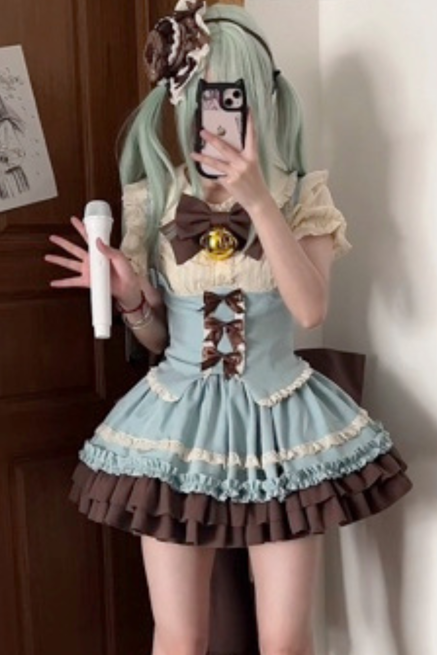 Sweet Cup Ribbon Lolita Skirt + Vest + Shirt + Ribbon + Train