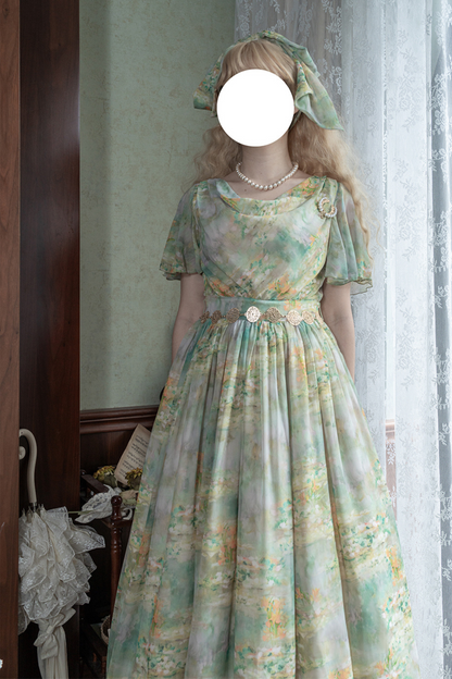 Marble Resort Chiffon Print Dress