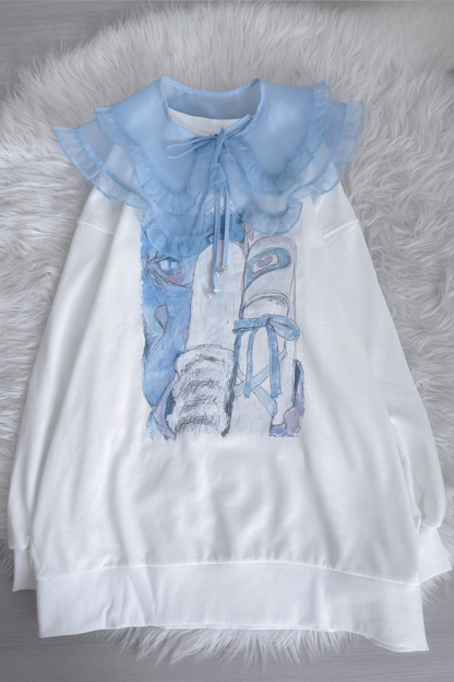 [angel Neighborhood] White Bird Aqua Loose Sweatshirt Dress