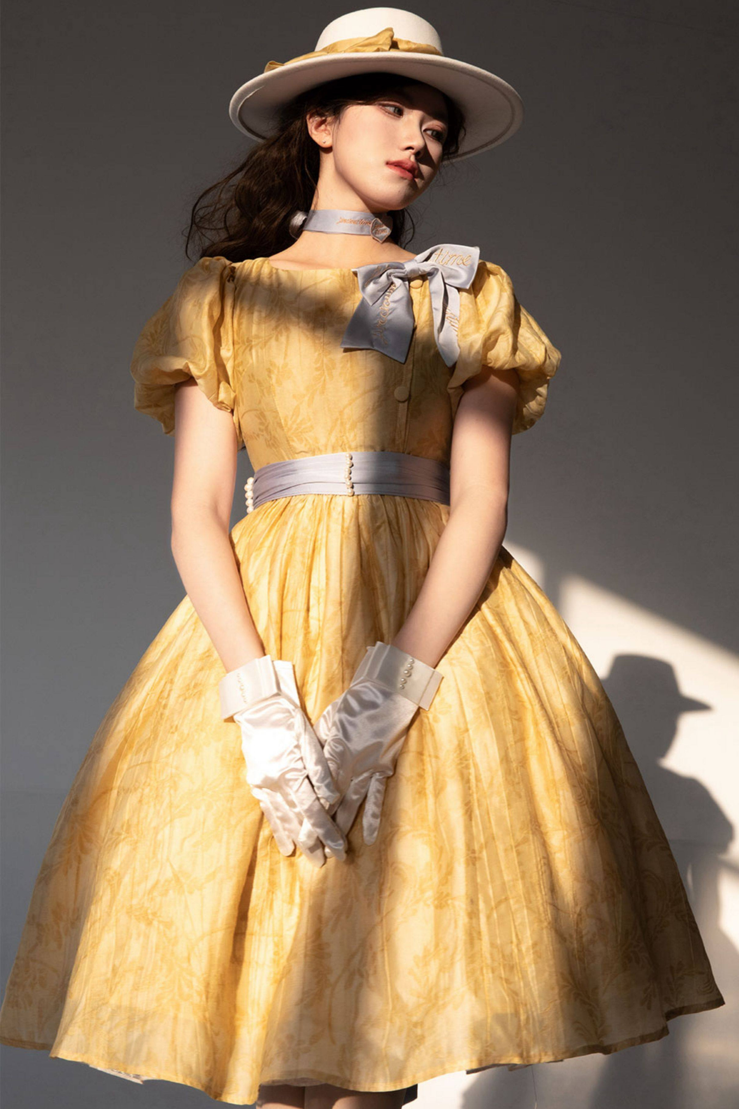 Golden Flower Design Dress + Skirt + Coat + Vest
