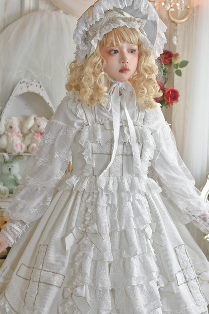 Gothic Doll Lace Jumperskirt + Baby Cap + Hairband + Shawl