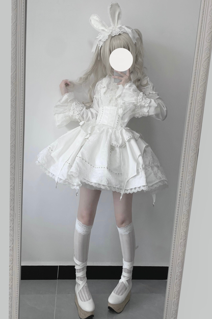 Frilled Gothic Lolita Blouse + Flower Collar